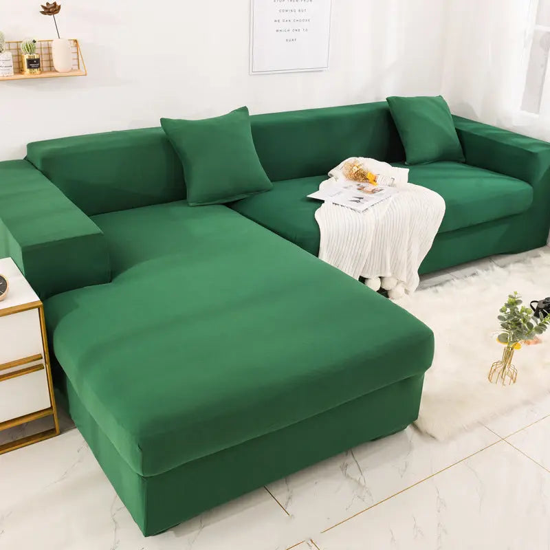 Corner Sofa Cover Stretchable ÉLANIE Green-145to185cm