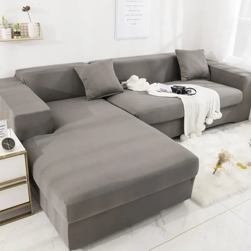 Corner Sofa Cover Stretchable ÉLANIE Grey-195to230cm