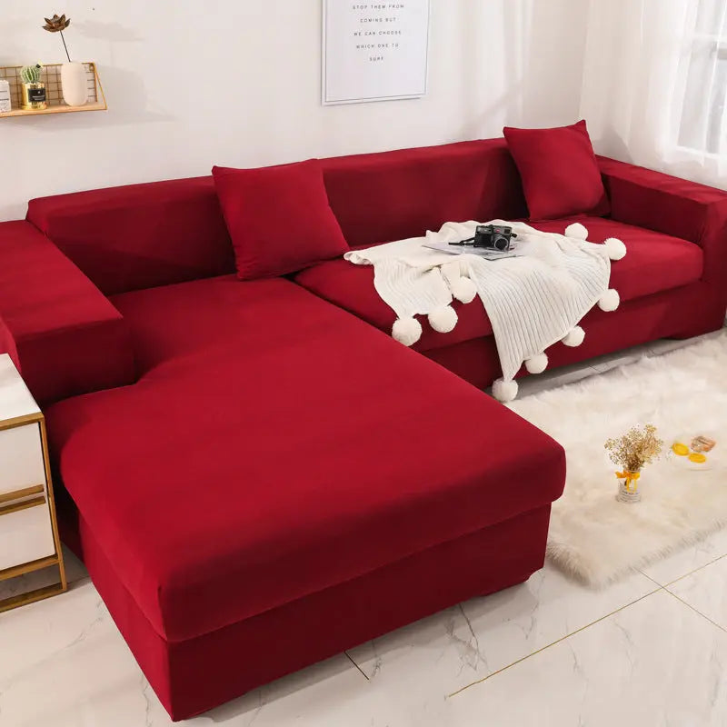 Corner Sofa Cover Stretchable ÉLANIE Red-90to140cm