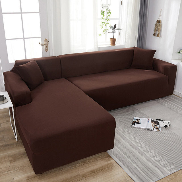 Corner Sofa Cover Stretchable Elastia Brown-90TO140CM