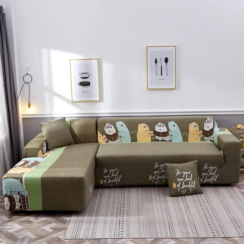 Corner Sofa Cover Stretchable Geo VIONNE A-145 185