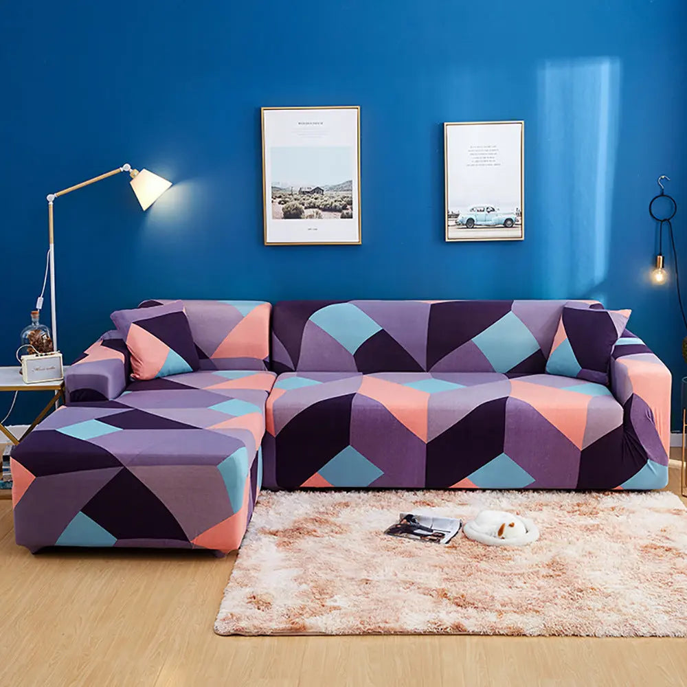 Corner Sofa Cover Stretchable Geo VIONNE F-145 185