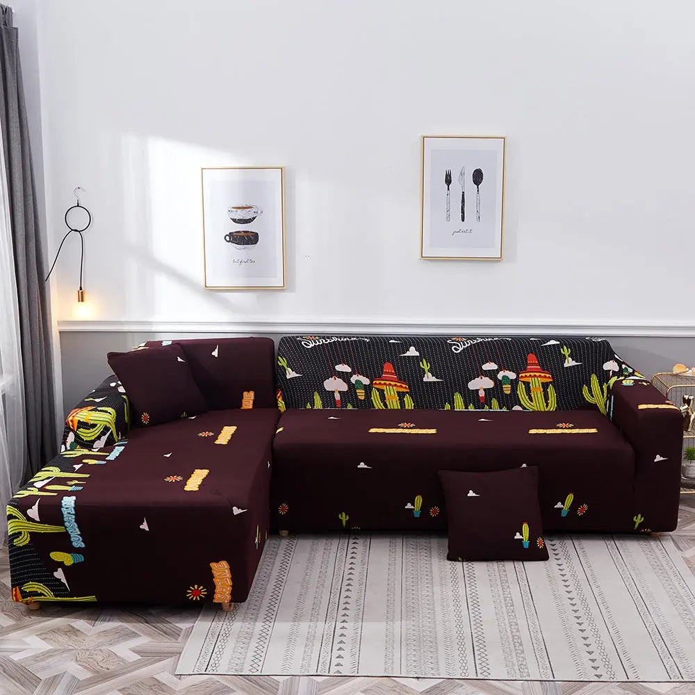Corner Sofa Cover Stretchable Geo VIONNE I-145 185