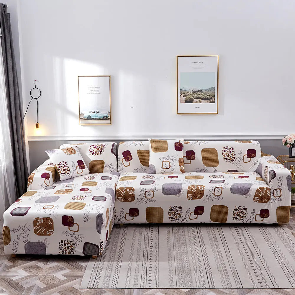 Corner Sofa Cover Stretchable Geo VIONNE O-145 185