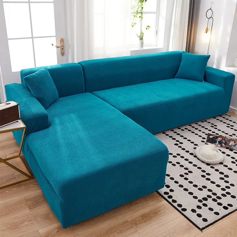 Corner Sofa Cover Stretchable Minimalist ELORIA Sapphire Blue-S Code