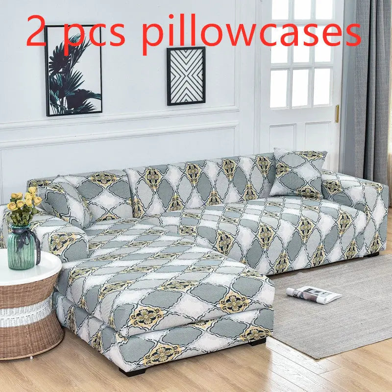 Corner Sofa Cover Stretchable Modern CELINEA Grey-2 pcs pillowcases