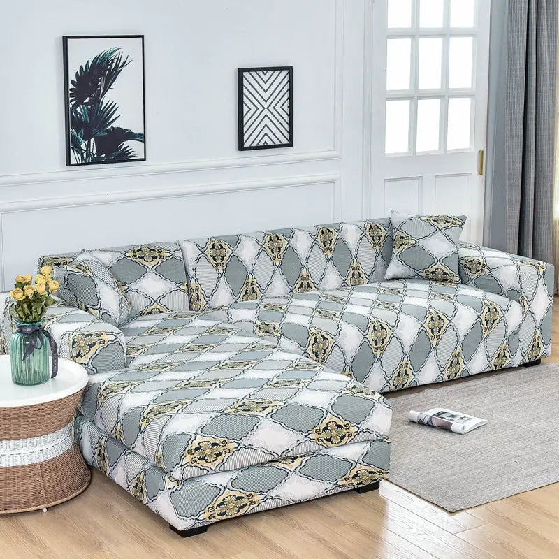 Corner Sofa Cover Stretchable Modern CELINEA Grey-Individual