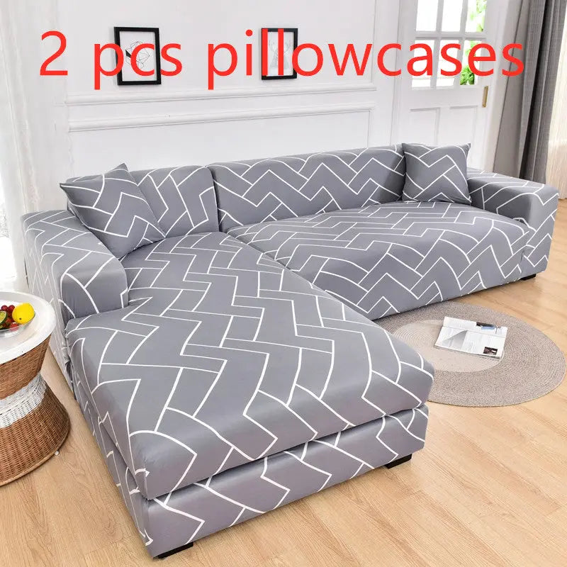 Corner Sofa Cover Stretchable Modern ELANIE Light Grey-2 pcs pillowcases