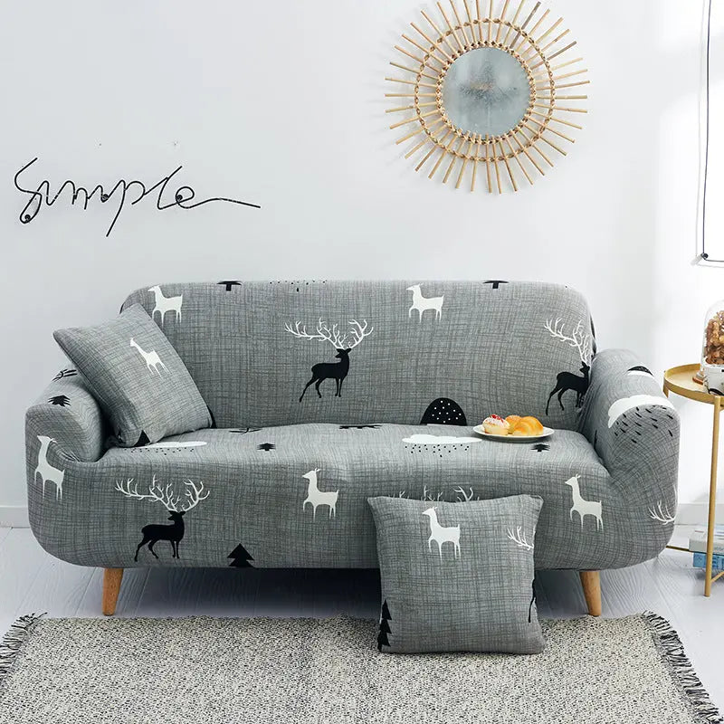 Corner Sofa Cover Stretchable Modern LUMERA FengyunGray-2pillowcases