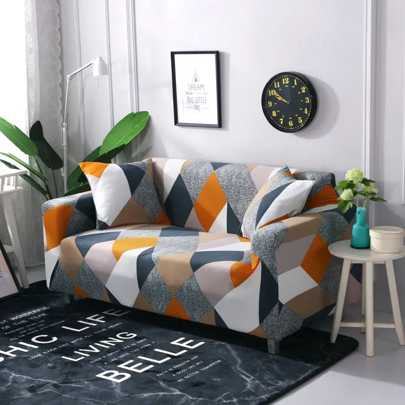 Corner Sofa Cover Stretchable Modern LUMIELA Rubiks Cube-Four