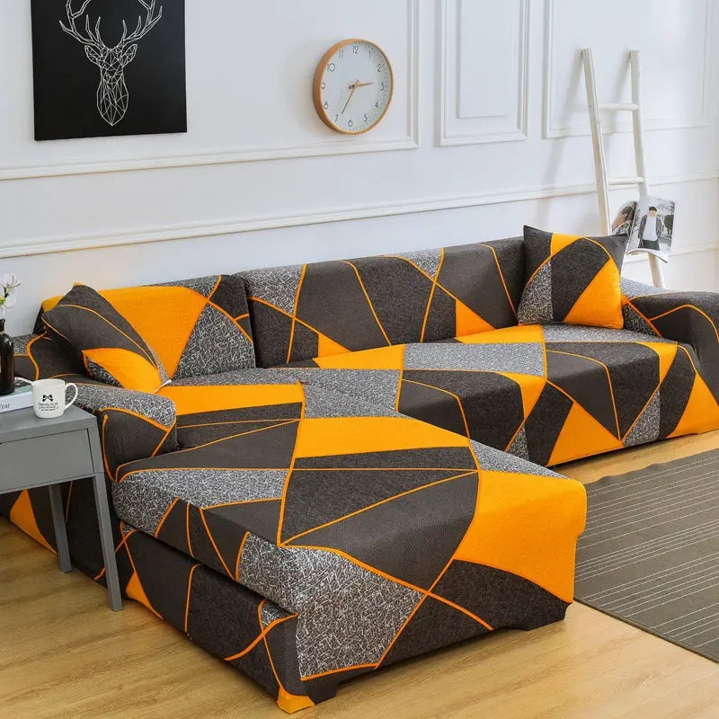Corner Sofa Cover Stretchable Pet-Friendly LUMIELA Geometry-Three people