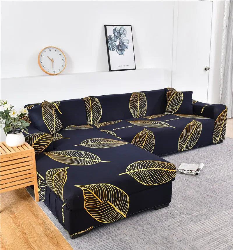 Corner Sofa Cover Stretchable Pet-Friendly LUMIELA Gold leaf-Individual