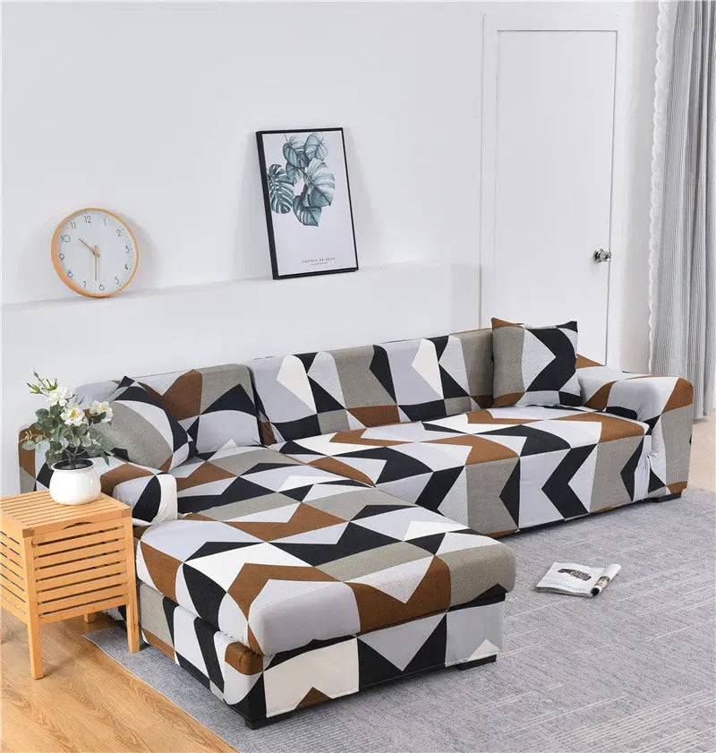 Corner Sofa Cover Stretchable Pet-Friendly LUMIELA Mocha-Double