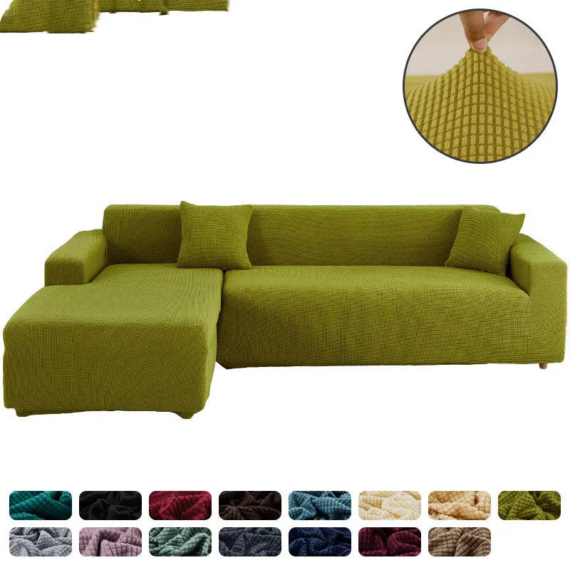 Corner Sofa Cover Stretchable Pet-Friendly LUMIERA Apple green-High elasticitythree persons
