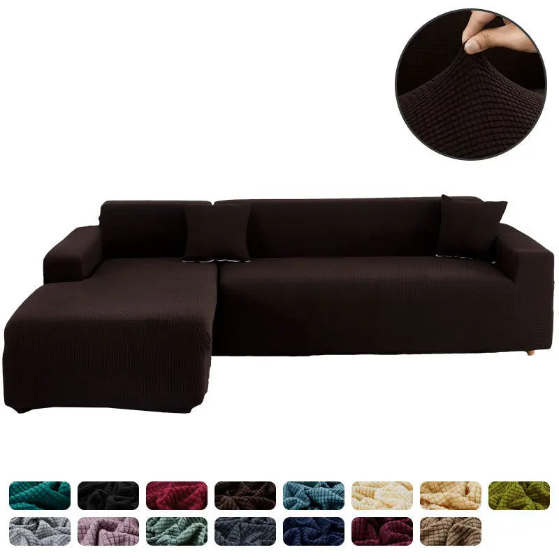 Corner Sofa Cover Stretchable Pet-Friendly LUMIERA Coffee-High elasticitysingle positio