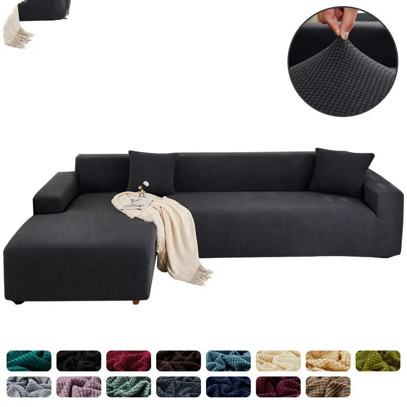 Corner Sofa Cover Stretchable Pet-Friendly LUMIERA Dark Grey-High elasticitydouble positio
