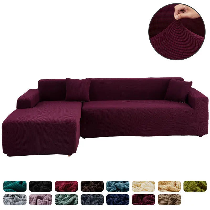 Corner Sofa Cover Stretchable Pet-Friendly LUMIERA Dark Purple-High elasticitysingle positio