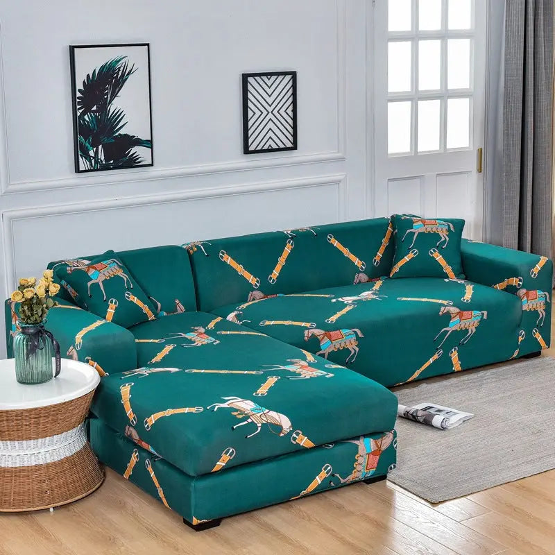 Corner Sofa Cover Stretchable Pet-Friendly LUMIERA Emma-Double Seat