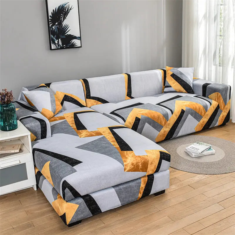 Corner Sofa Cover Stretchable Pet-Friendly LUMIERA Gray Stripe-Single Seat