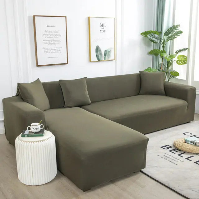Corner Sofa Cover Stretchable Pet-Friendly LUMIERA Grey-145TO185CM
