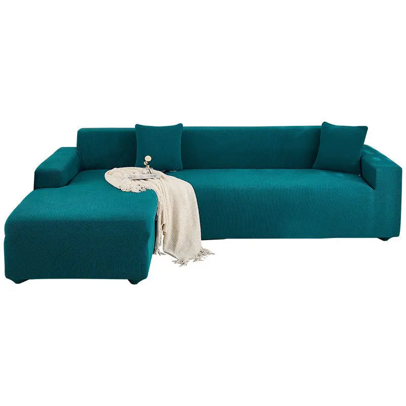Corner Sofa Cover Stretchable Pet-Friendly LUMIERA Jade green-High elasticityfour people
