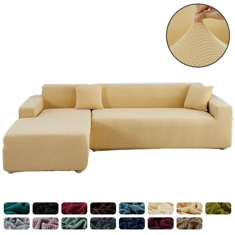 Corner Sofa Cover Stretchable Pet-Friendly LUMIERA Light Brown-High elasticitythree persons