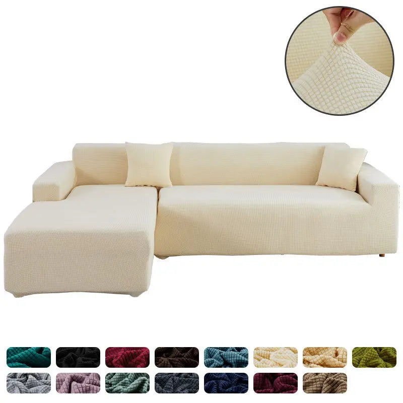 Corner Sofa Cover Stretchable Pet-Friendly LUMIERA Offwhite-High elasticitydouble positio