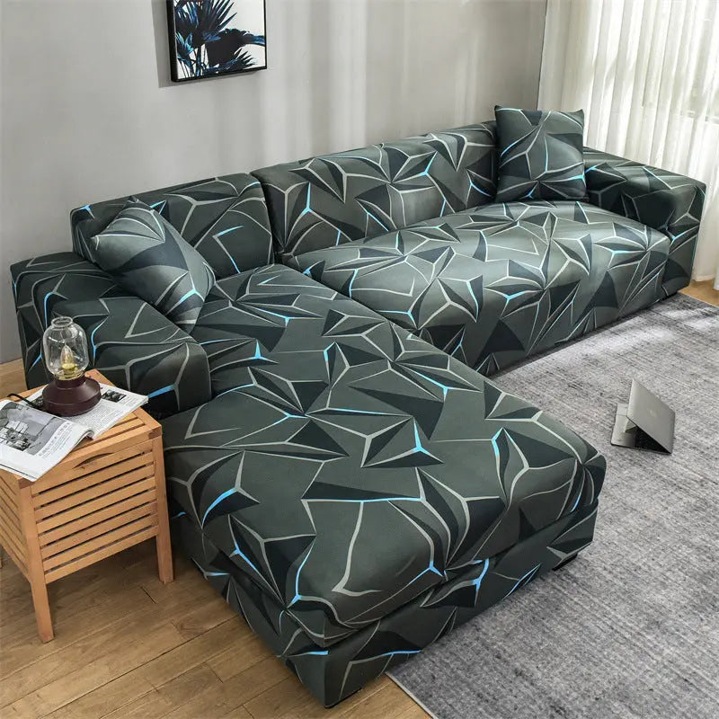 Corner Sofa Cover Stretchable Pet-Friendly LUMIERA Science Fiction Blue-Single Seat
