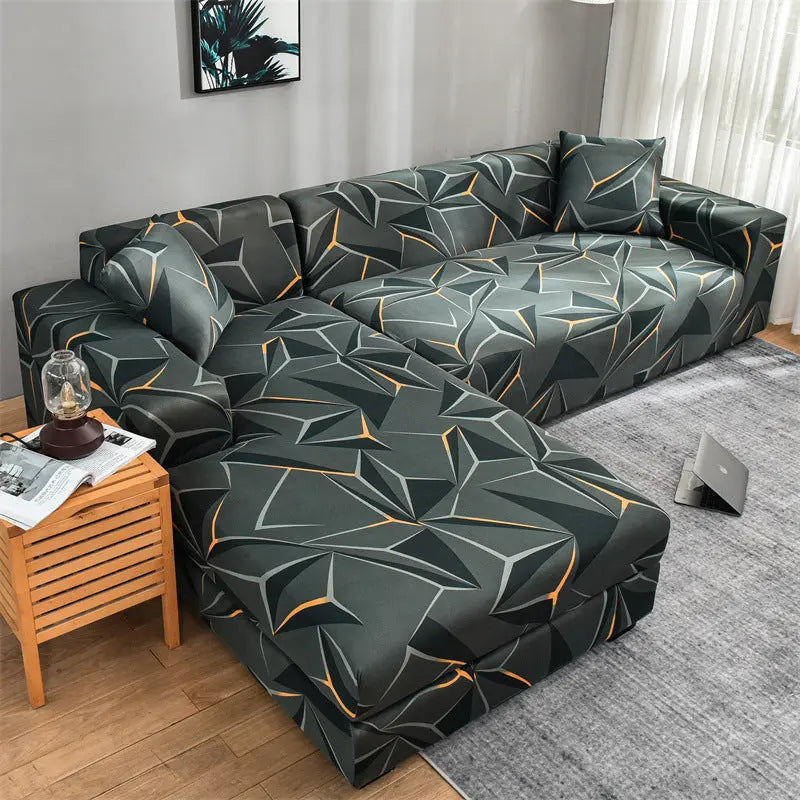 Corner Sofa Cover Stretchable Pet-Friendly LUMIERA Science Fiction Orange-Double Seat