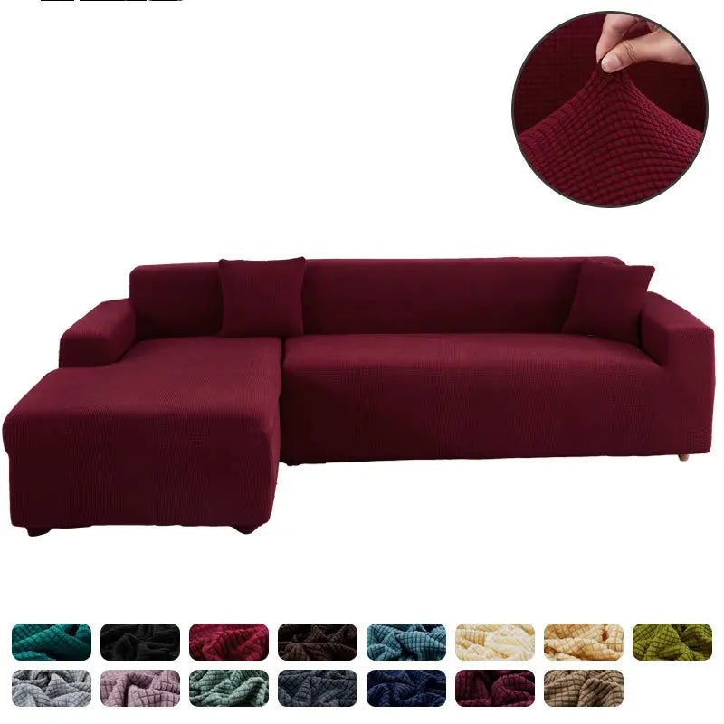Corner Sofa Cover Stretchable Pet-Friendly LUMIERA Wine Red-High elasticityfive positions