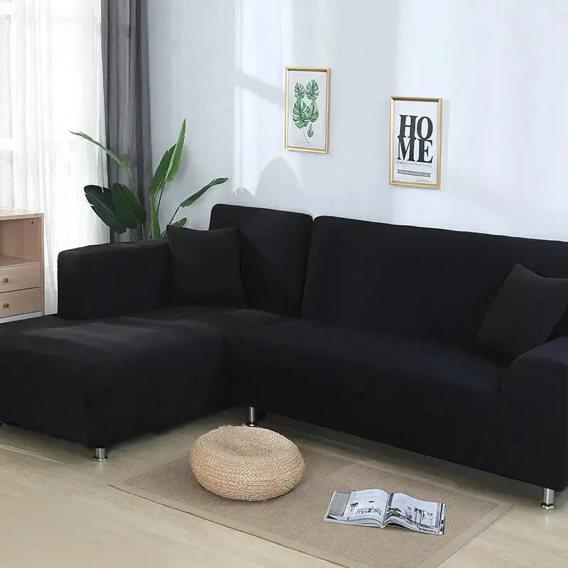 Corner Sofa Cover Stretchable Pet-Friendly LUMIÈRE Black-D