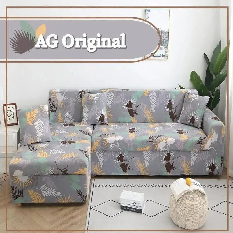 Corner Sofa Cover Stretchable Pet-Friendly LUMIEL G-2seat 2pillowcase