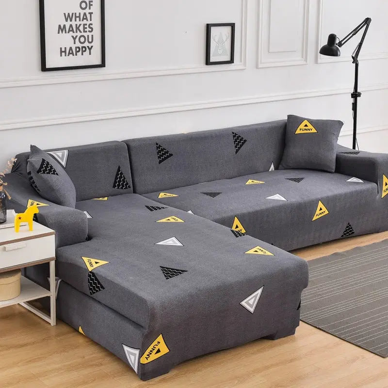 Corner Sofa Cover Stretchable Pet-Friendly LUMIELA Grey-Double