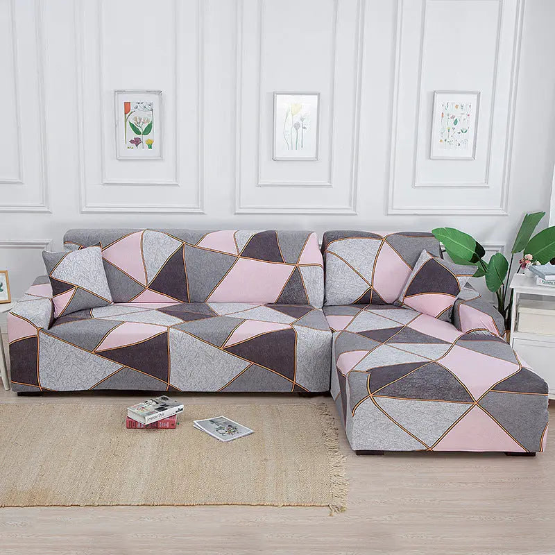 Corner Sofa Cover Stretchable Solenne Colorful Geometry-185x230cm