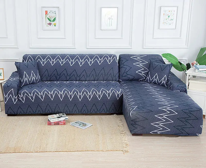 Corner Sofa Cover Stretchable Solenne Dark Blue Feelings-185x230cm