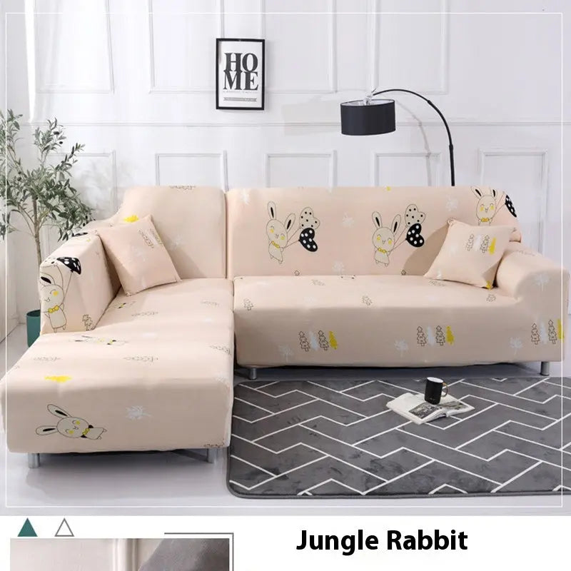 Corner Sofa Cover Stretchable Solenne Jungle Rabbit-145x180cm