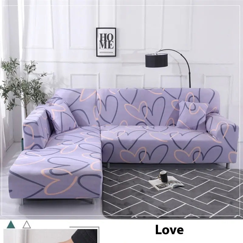 Corner Sofa Cover Stretchable Solenne Love-185x230cm