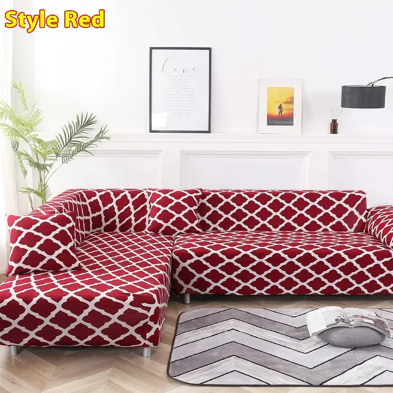 Corner Sofa Cover Stretchable Solenne Style Red-145x180cm