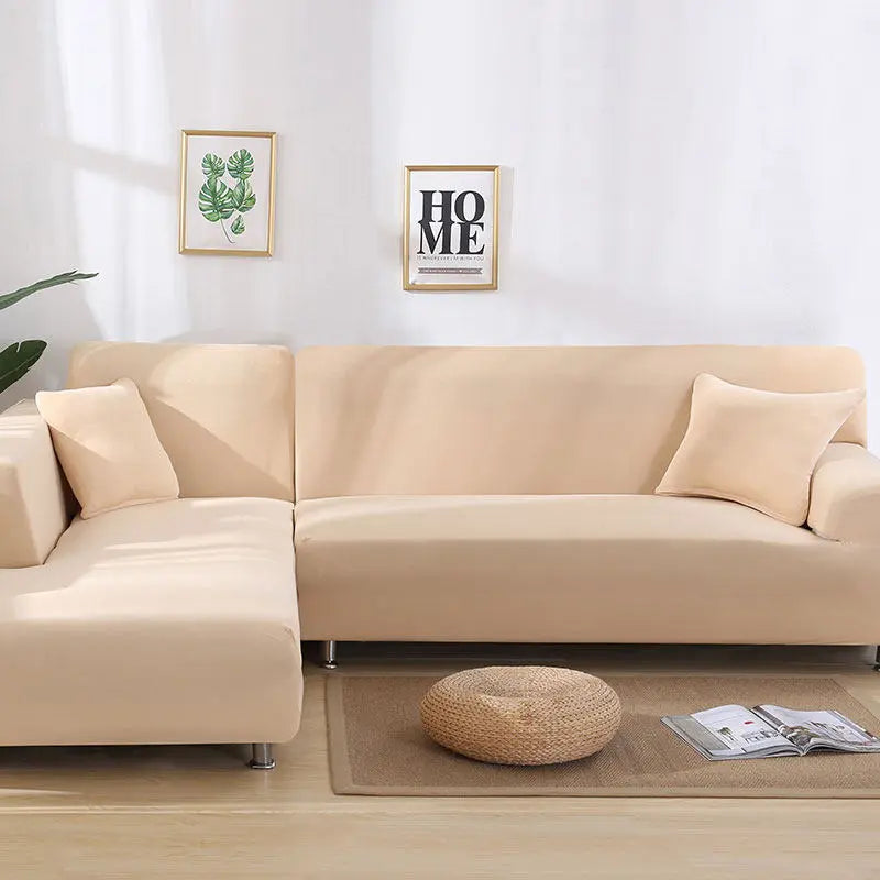 Corner Sofa Cover Stretchable Velour MARCELA Yellow-C