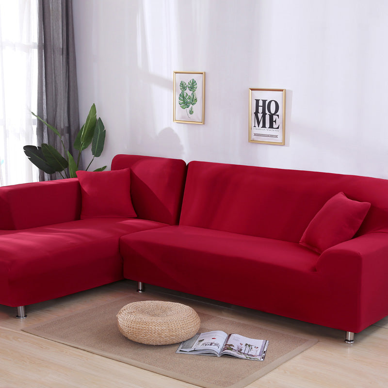Corner Sofa Cover Stretch-Fit Élastie Red-B
