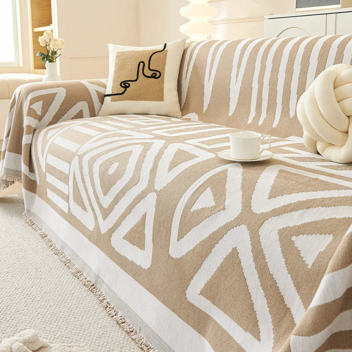 Couch Blanket Chenille Striped LUMIÈRE Coffee-180*300cm