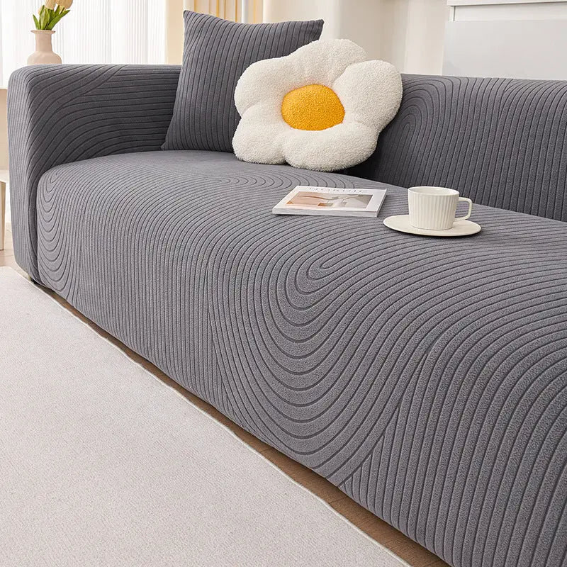 Couch Blanket Velvet Stretchable AURÉLIA British Dark Gray-305to360cm