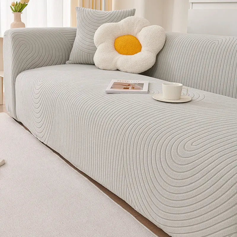 Couch Blanket Velvet Stretchable AURÉLIA British Light Gray-90to140cm
