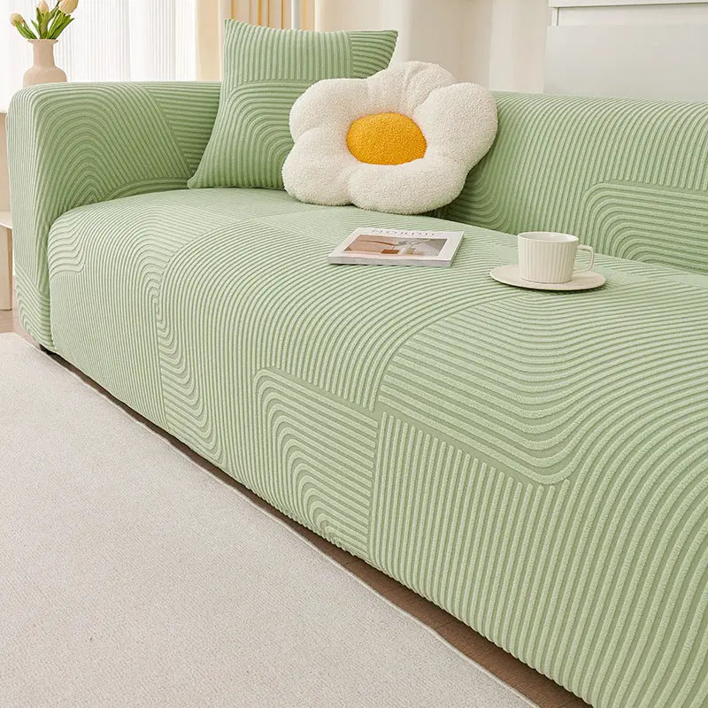 Couch Blanket Velvet Stretchable AURÉLIA Cloud Green-305to360cm