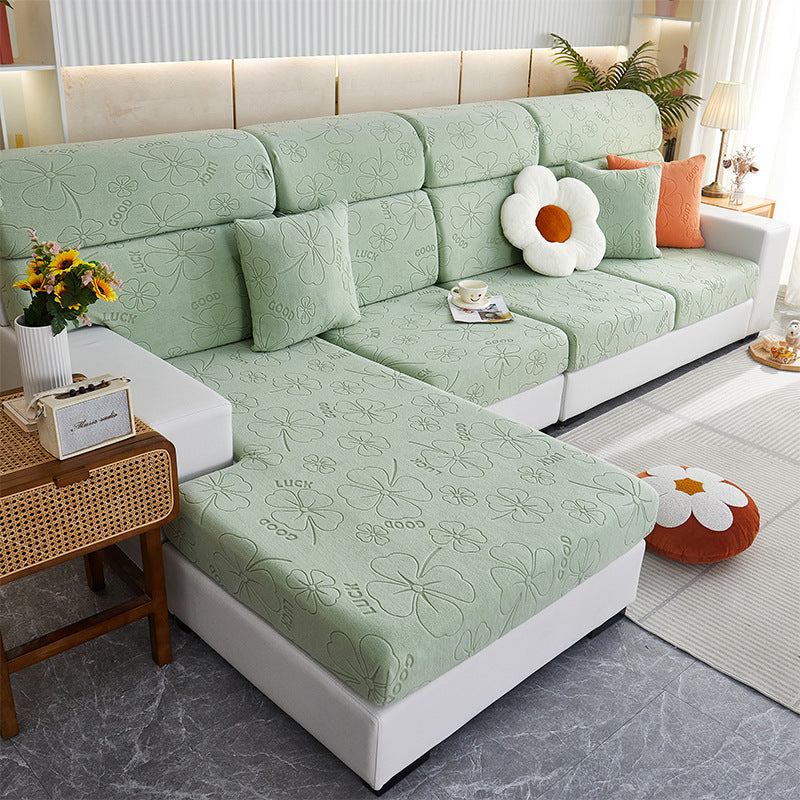 Sectional Sofa Seat Cover Non-Slip Floral LUCETTE Four Leaf Clover Mint Green-45x 45 Pillow Cover
