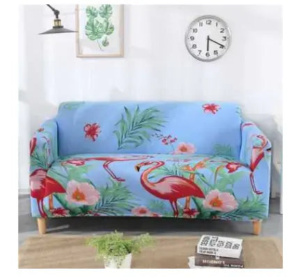 Loveseat Covers Stretch Minimalist LUMIERA Flamingo-Double and two pillows