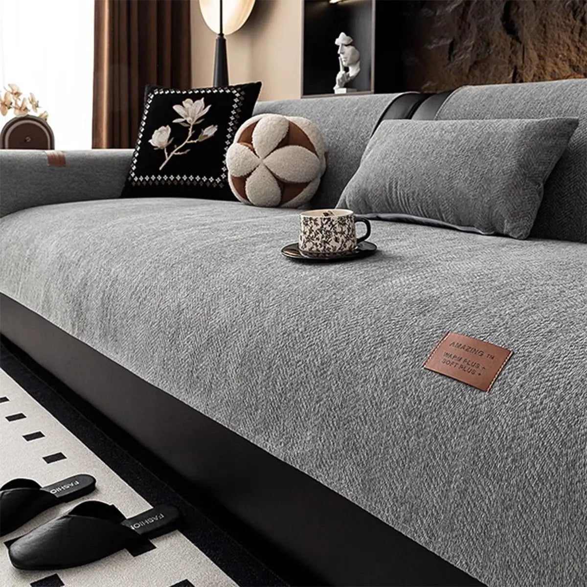 Pet Protection Cover Waterproof Chenille AURELIE Light Luxury Gray-90x240cm