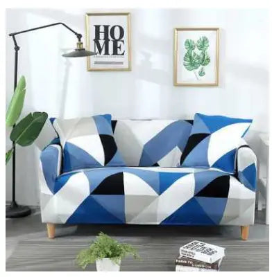 Loveseat Covers Stretch Minimalist LUMIERA Blue-Single and two pillows