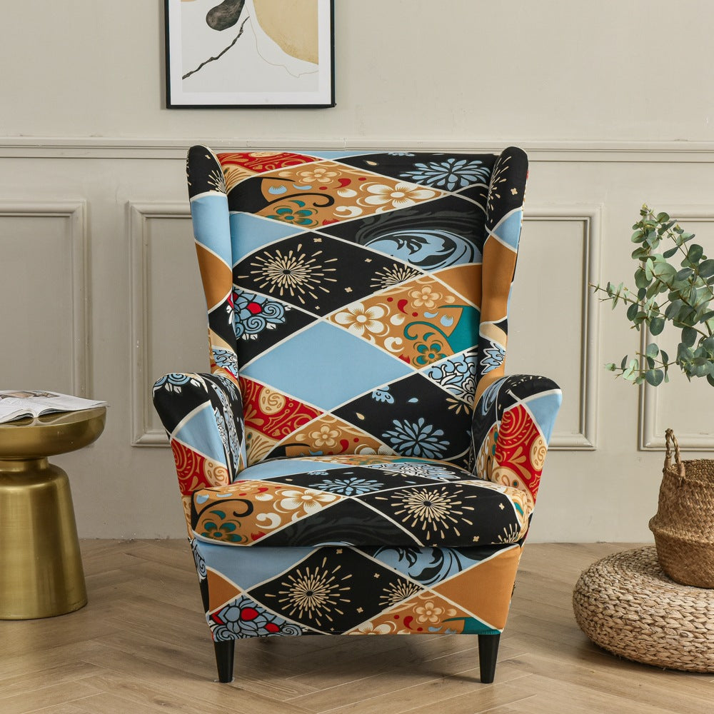 Wingback Slipcover Stretch Pet-Friendly LUCINE Flowers as medium