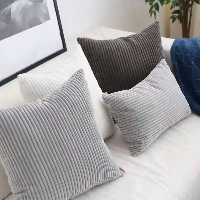 Decor Pillow Cover Corduroy Nordic LUMIELLE Grey-30x50